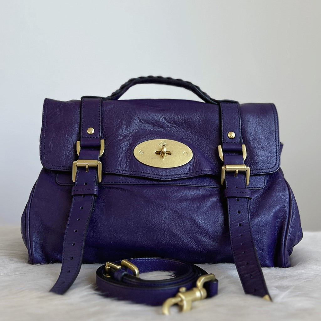 Mulberry Violet Leather Signature Alexa 2 Way Shoulder Bag Excellent