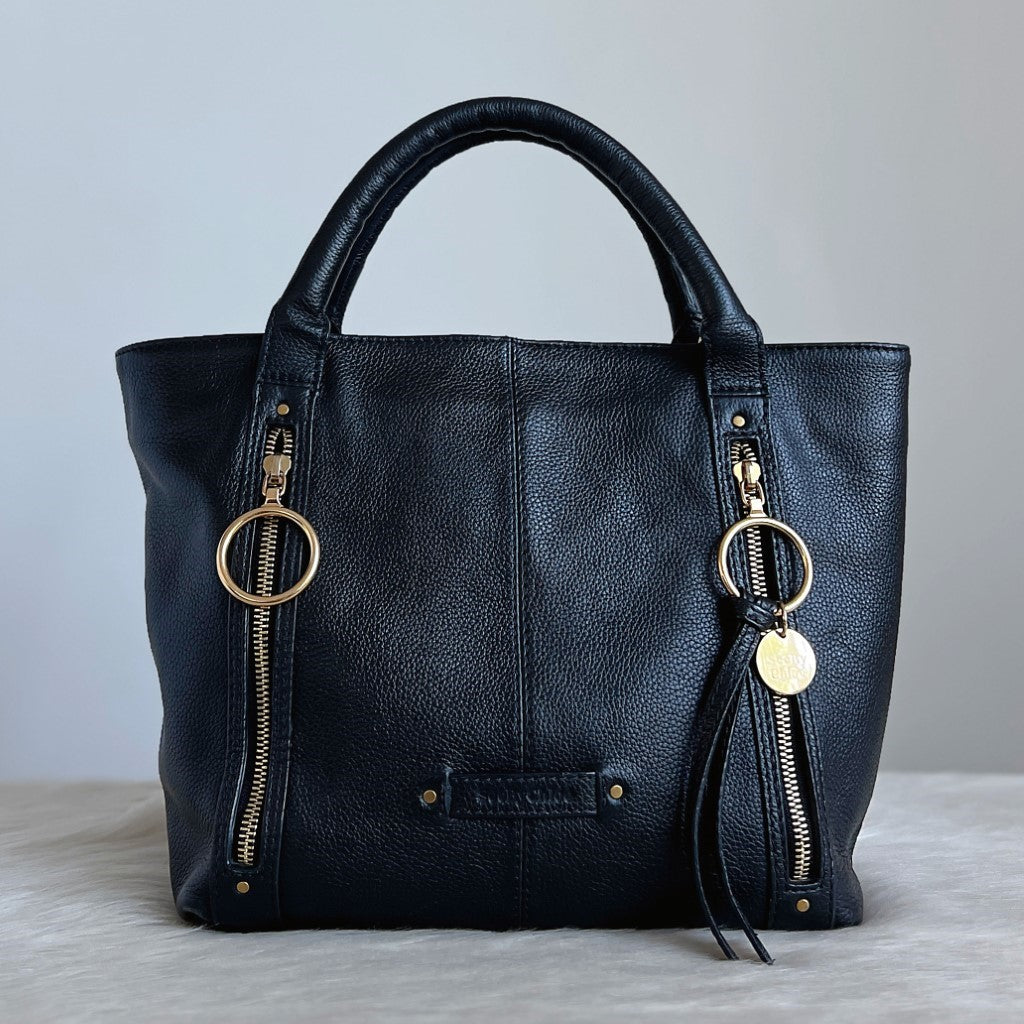 See by Chloe Black Leather Front Ring Detail Tote Bag