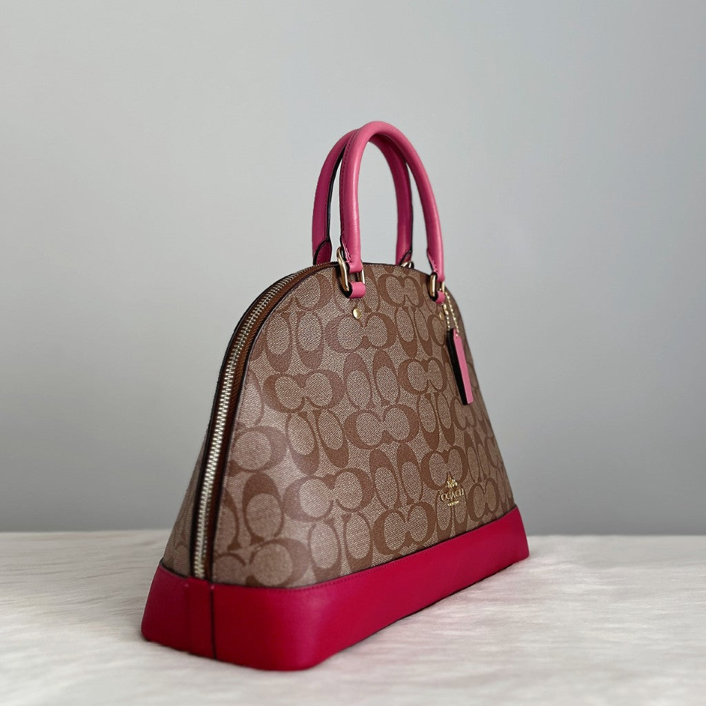 Coach Two Tone Leather Monogram Alma 2 Way Shoulder Bag Like New