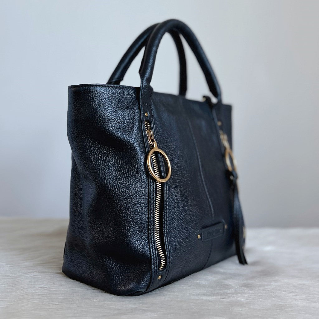 See by Chloe Black Leather Front Ring Detail Tote Bag