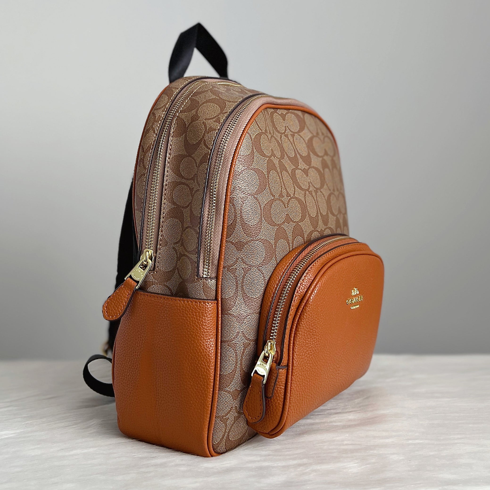 Coach Caramel Leather Monogram Double Compartment Backpack Like New