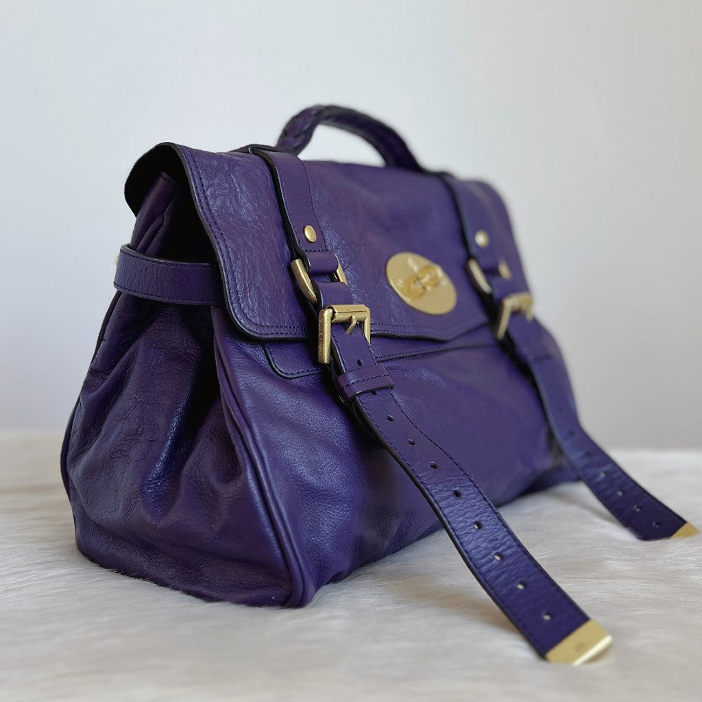 Mulberry Violet Leather Signature Alexa 2 Way Shoulder Bag Excellent