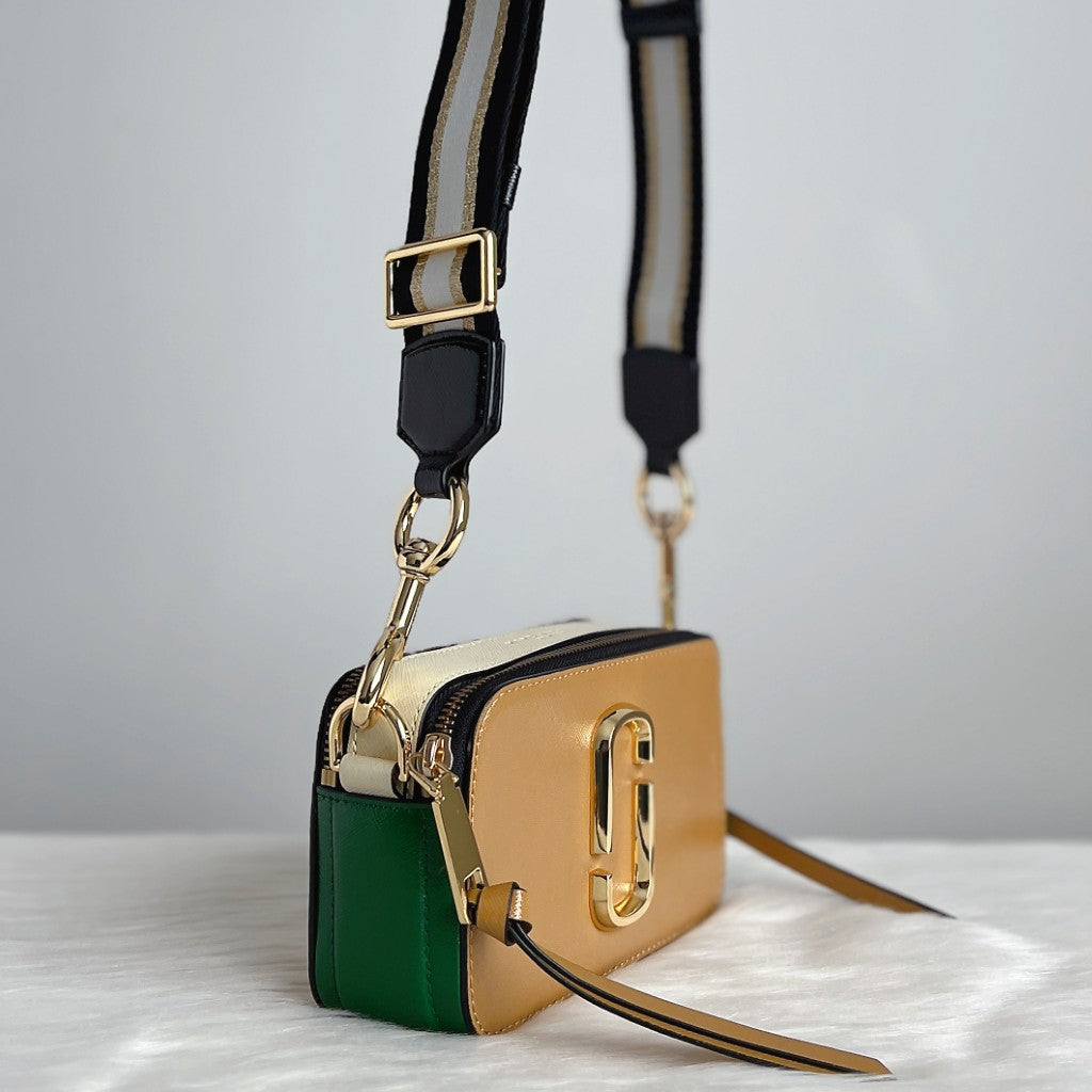 Marc Jacobs Tri-Tone Leather Camera Crossbody Shoulder Bag Excellent