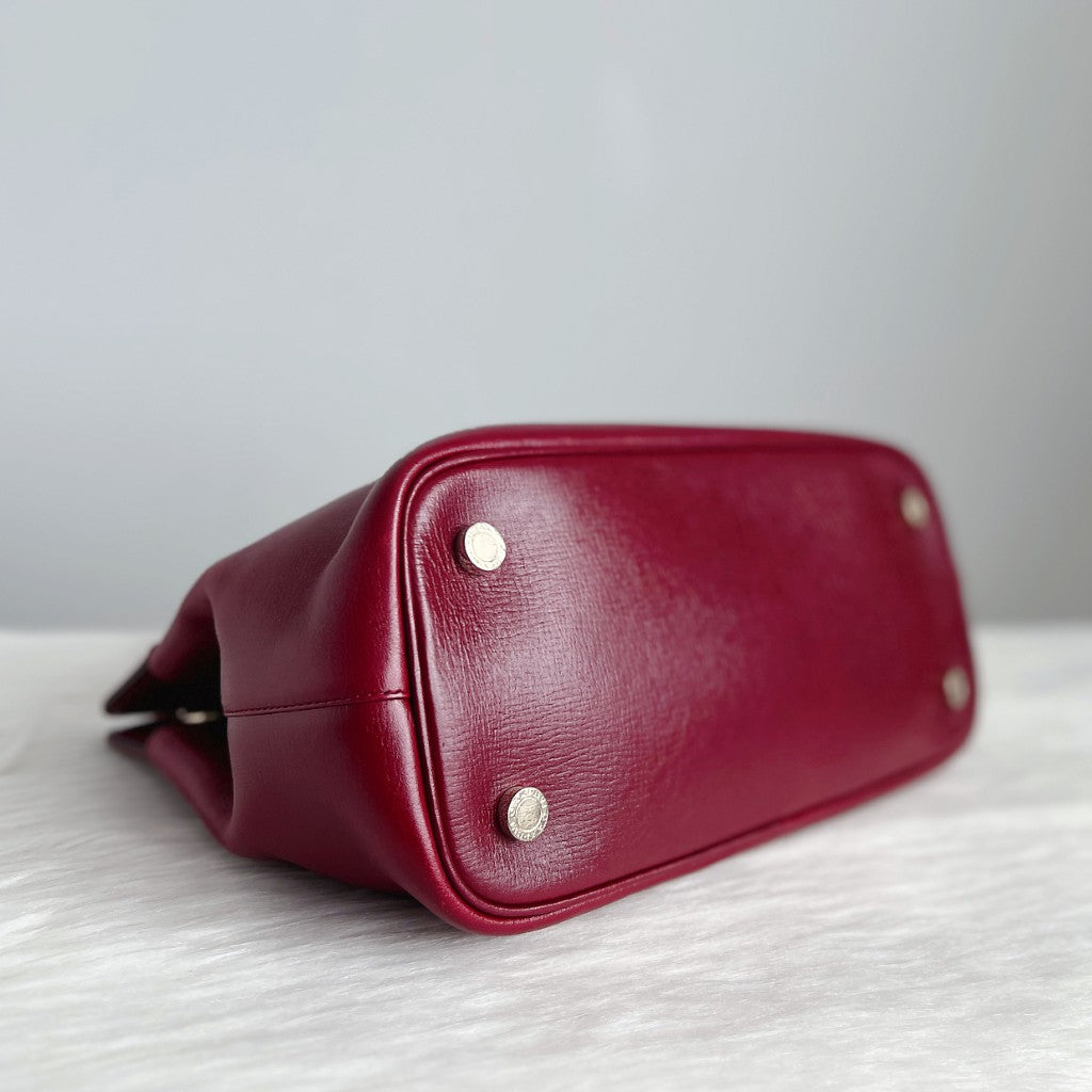 Bvlgari Bordeaux Leather Isabella Rosselini 2 Way Shoulder Bag Excellent