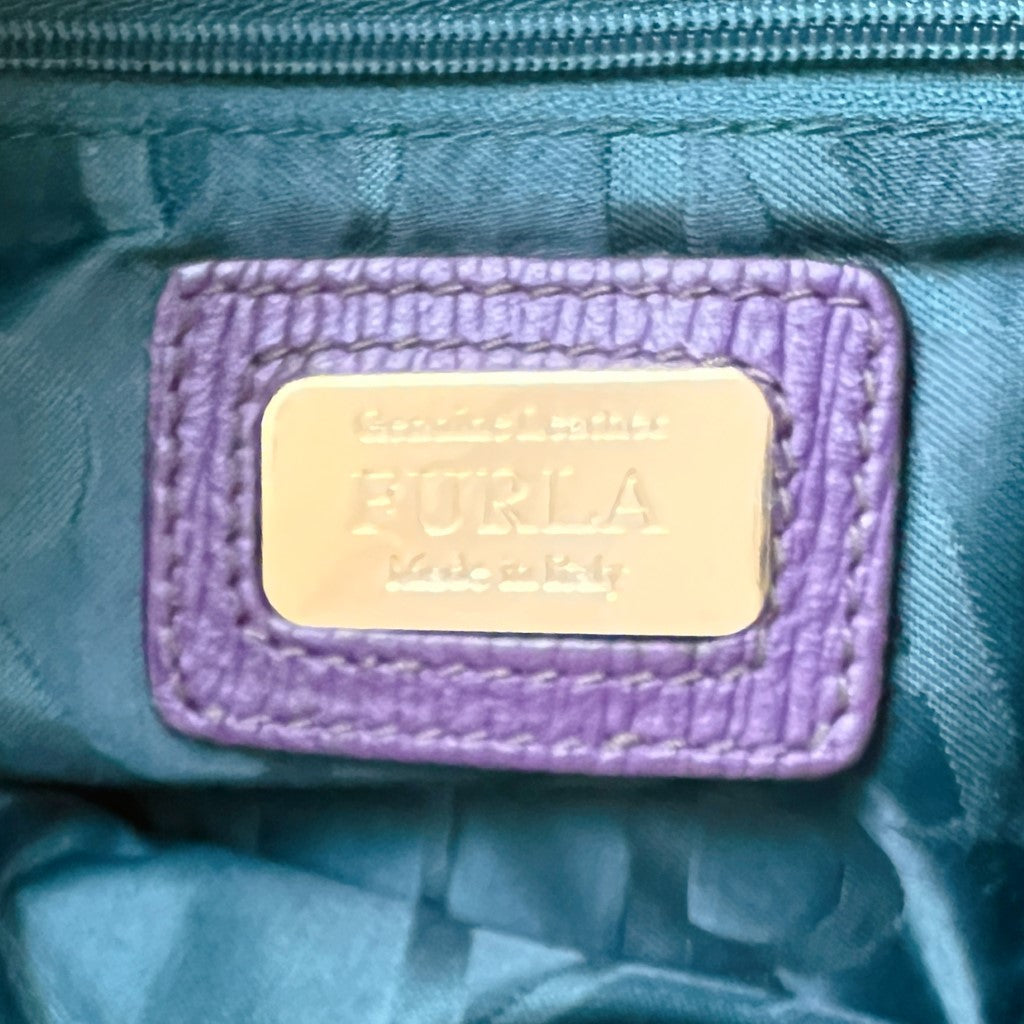 Furla Purple Leather Front Detail Tote Bag