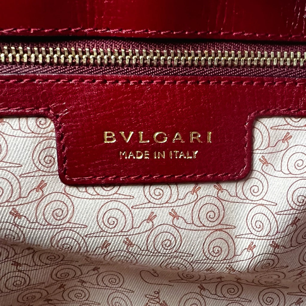 Bvlgari Bordeaux Leather Isabella Rosselini 2 Way Shoulder Bag Excellent