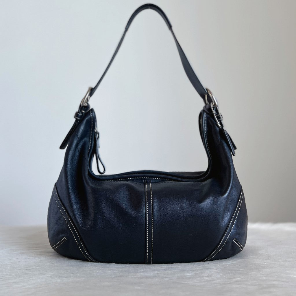 Coach Black Leather Half Moon Slouchy Shoulder Bag