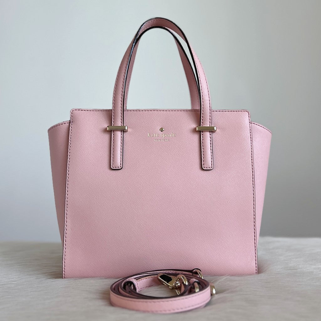 Kate Spade Pink Leather Front Logo 2 Way Shoulder Bag Excellent