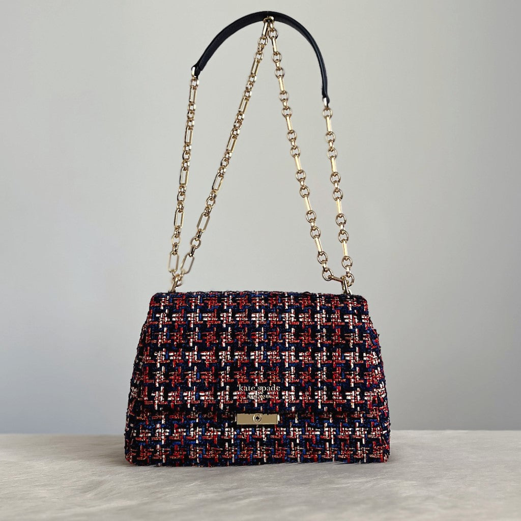 Kate Spade Front Logo Flap Gold Chain Coco 3 Way Shoulder Bag Like New