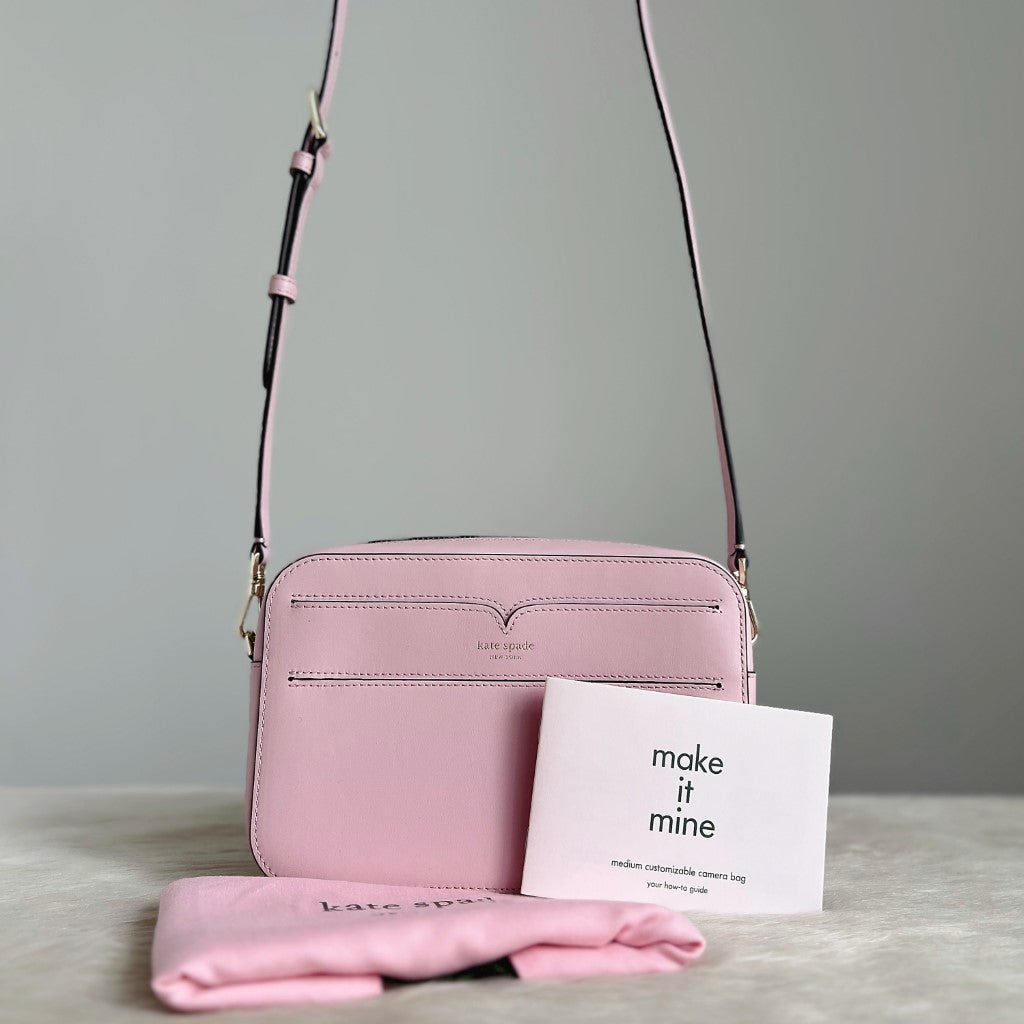 Kate Spade Pink Leather Front Detail Camera Crossbody Shoulder Bag Like New