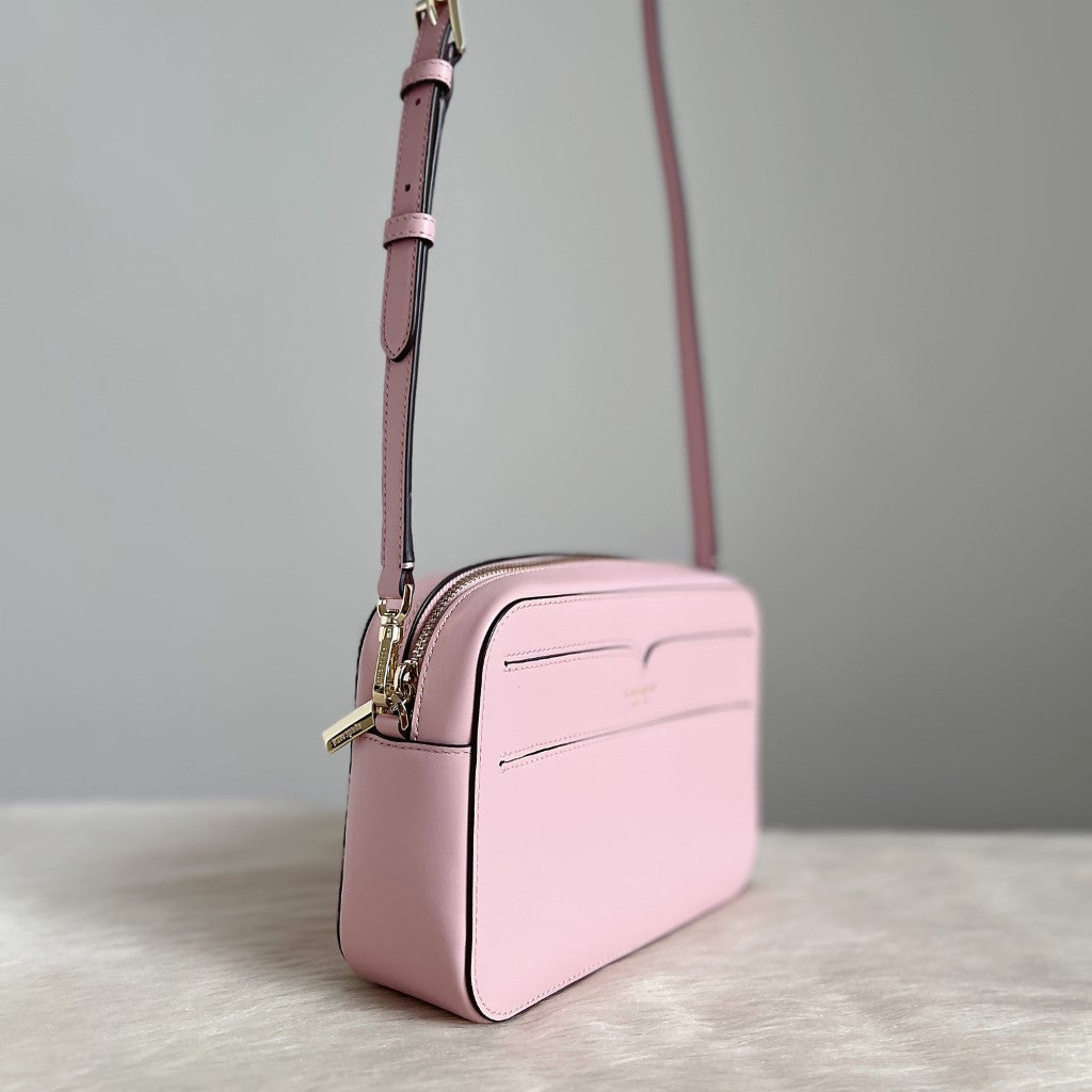 Kate Spade Pink Leather Front Detail Camera Crossbody Shoulder Bag Like New