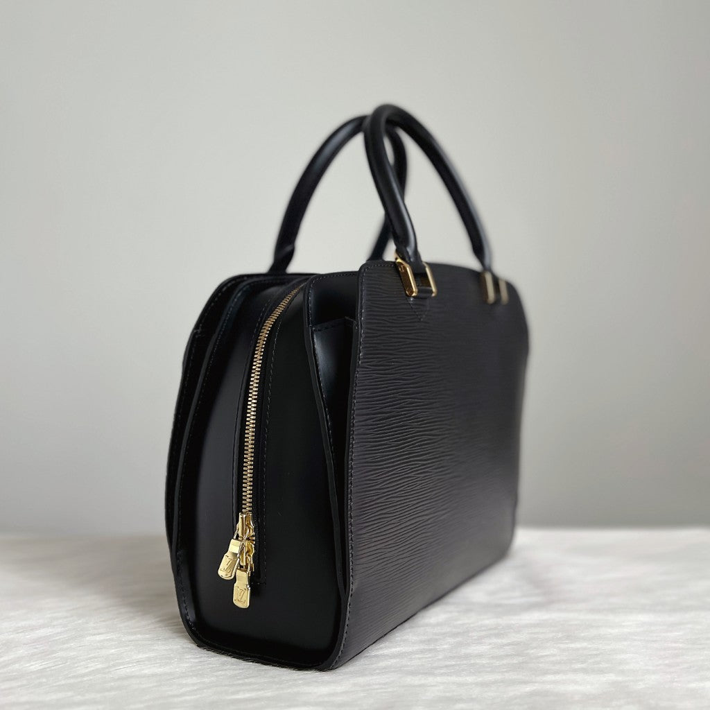 Louis Vuitton Black Epi Leather Pont Neuf Triple Compartment Tote Bag Excellent