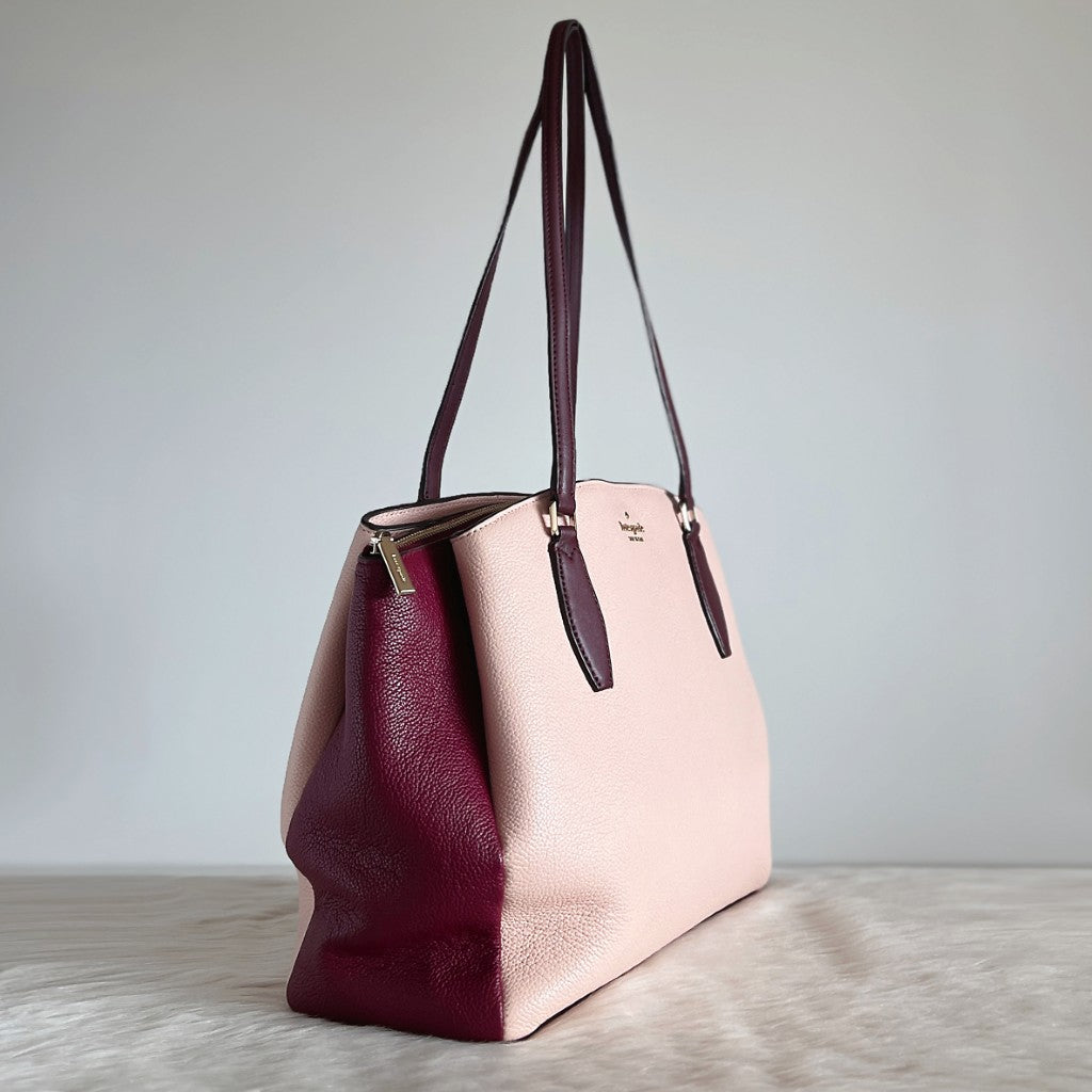 Kate Spade Two Tone Leather Triple Compartment Shoulder Bag Like New