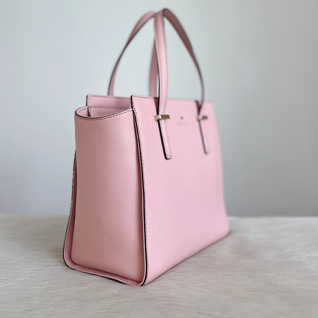 Kate Spade Pink Leather Front Logo 2 Way Shoulder Bag Excellent