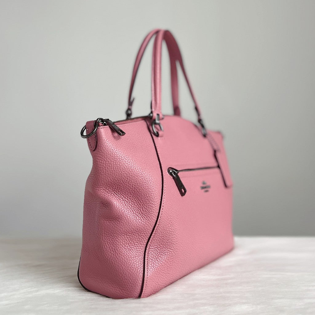 Coach Pink Leather Front Detail 2 Way Shoulder Bag Like New