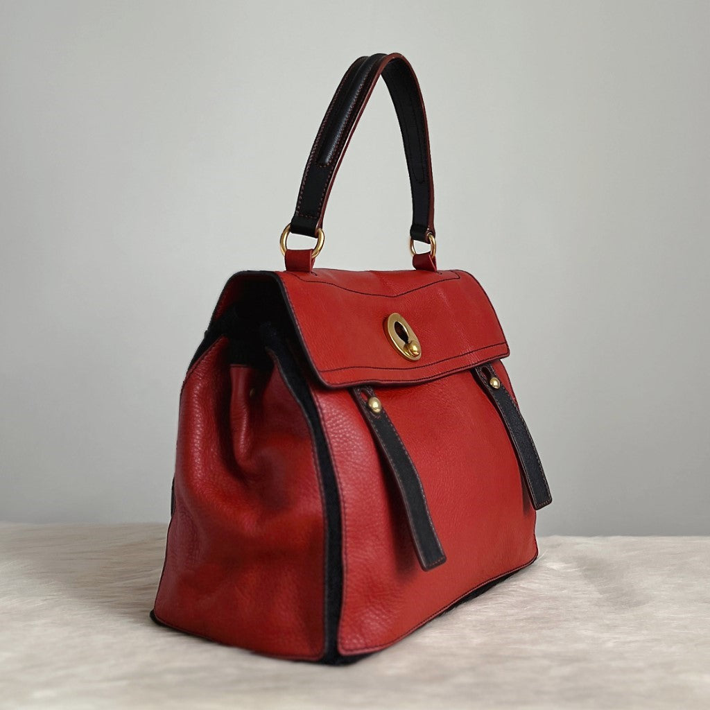 Yves Saint Laurent YSL Two Tone Leather Muse Two Tote Bag Excellent