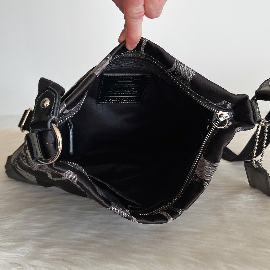 Coach Black Monogram Front Logo Crossbody Shoulder Bag Like New