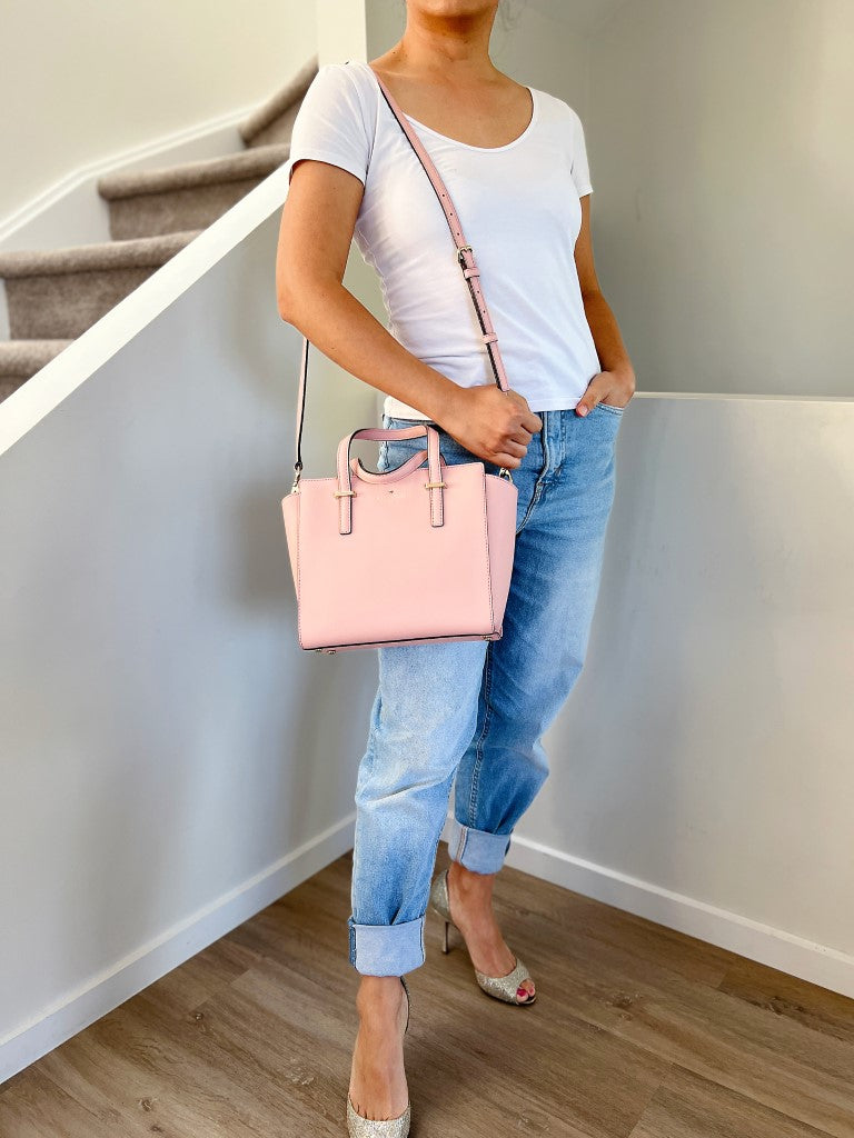 Kate Spade Pink Leather Front Logo 2 Way Shoulder Bag Excellent