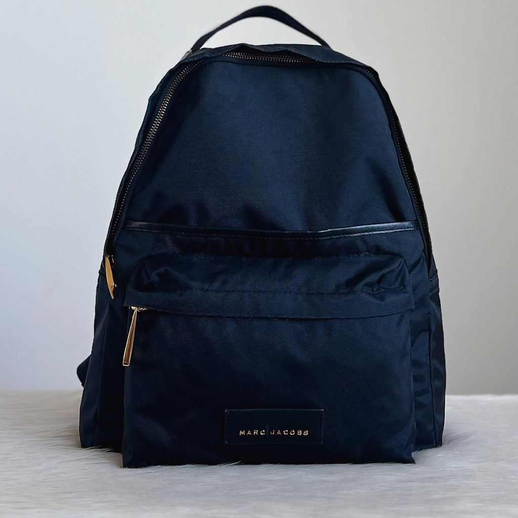 Marc Jacobs Black Double Compartment Front Logo Backpack