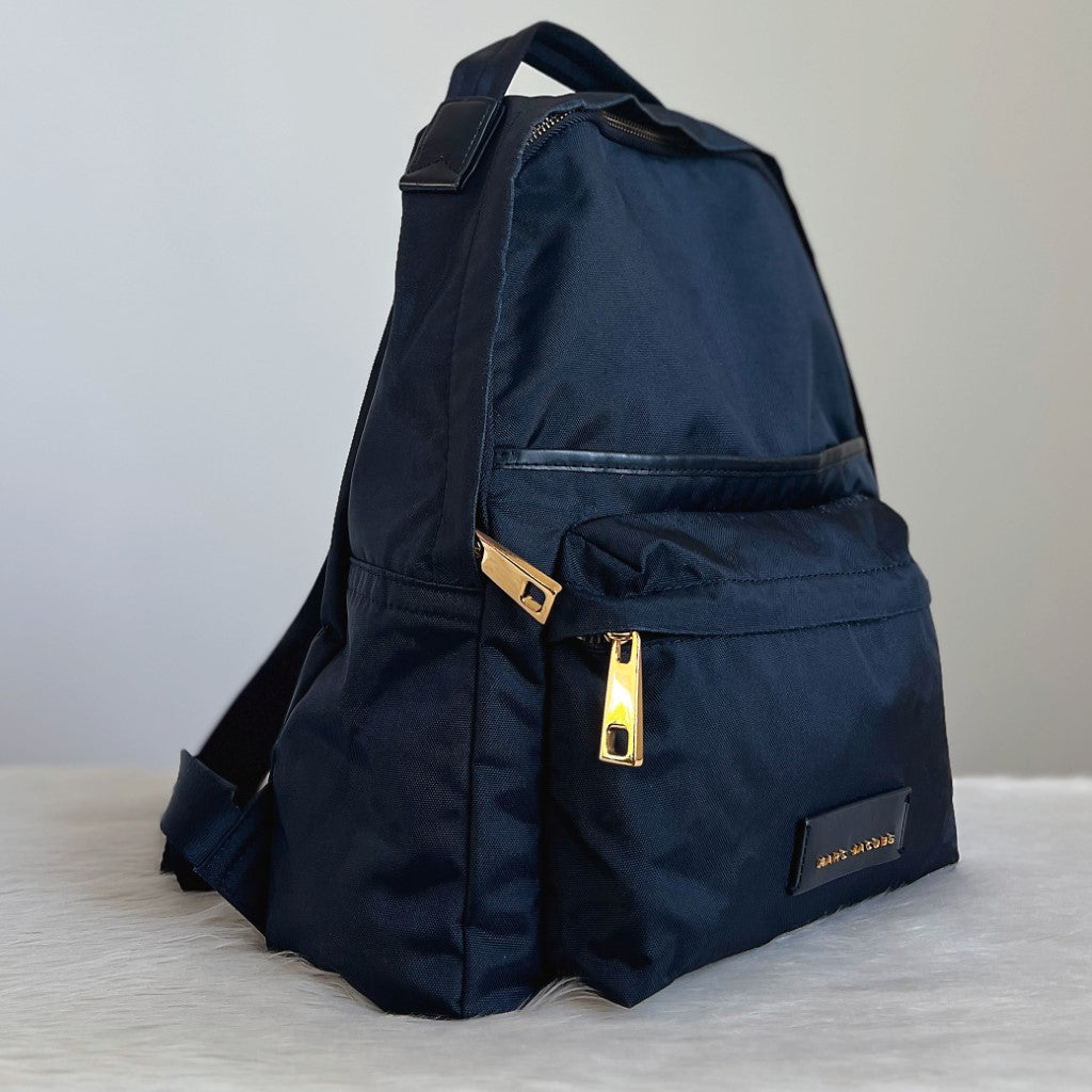 Marc Jacobs Black Double Compartment Front Logo Backpack