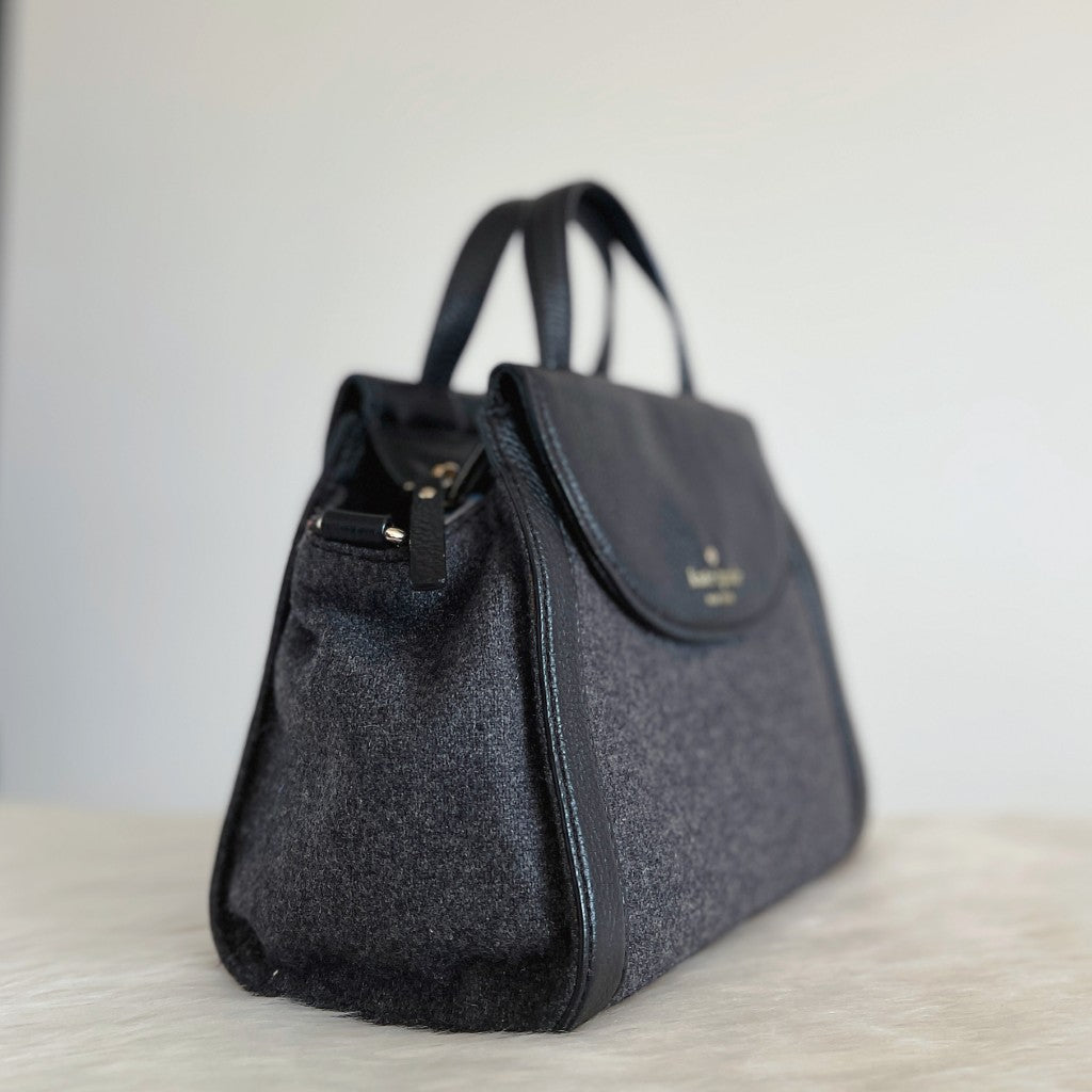 Kate Spade Leather Wool Patchwork 2 Way Shoulder Bag Like New