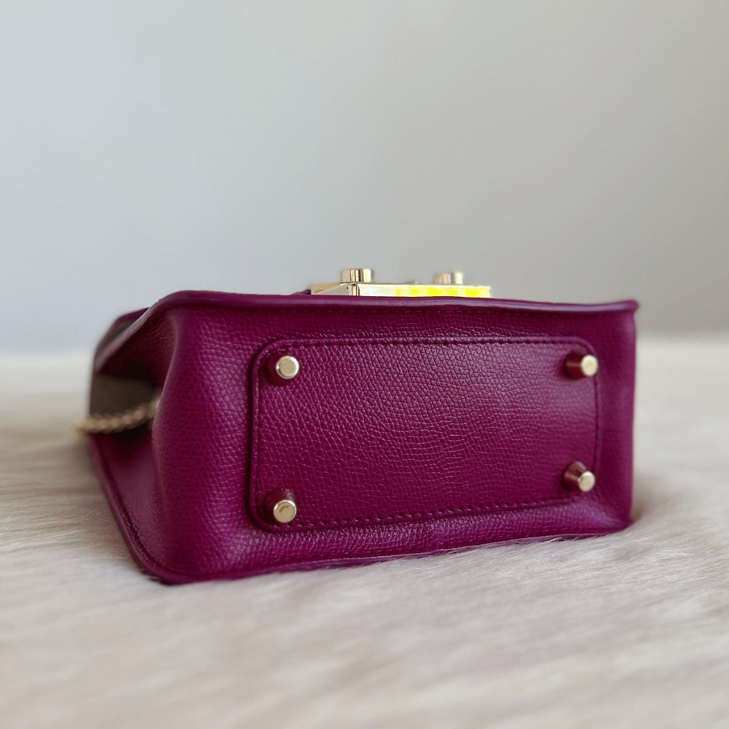 Furla Fuchsia Leather Metropolis Small Crossbody Shoulder Bag Excellent