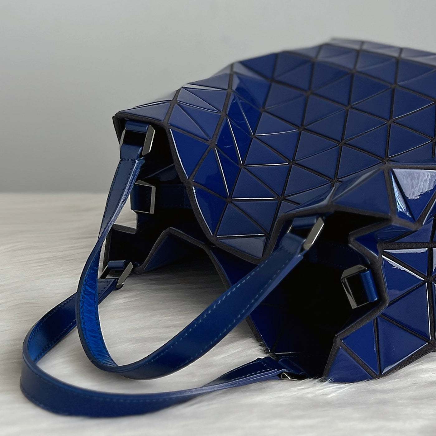 Issey Miyake Blue Block Geometric Panels 2 Way Shoulder Bag Excellent