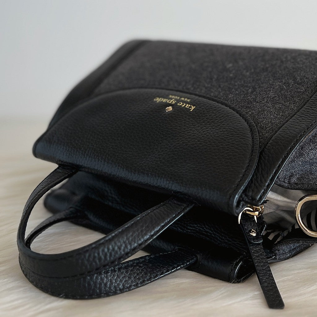 Kate Spade Leather Wool Patchwork 2 Way Shoulder Bag Like New
