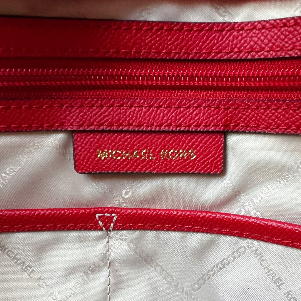 Michael Kors Red Leather Monogram Drawstring Career Shoulder Bag Excellent