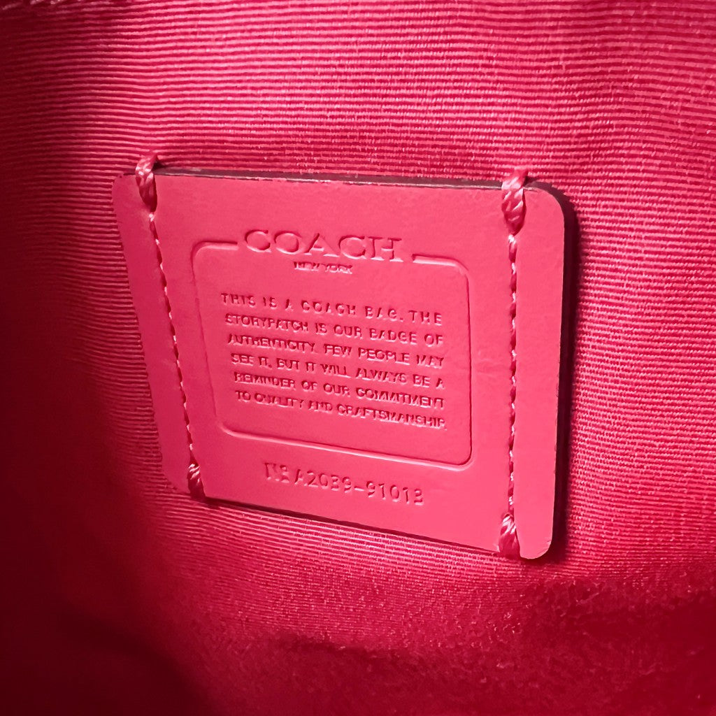 Coach Fuchsia Leather Monogram Front Logo Crossbody Shoulder Bag Excellent