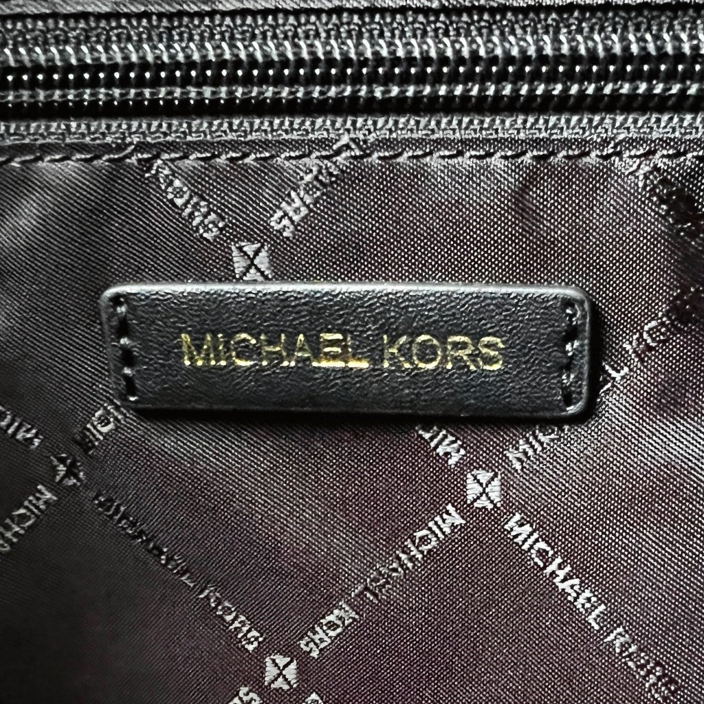 Michael Kors Black Leather Monogram Buckle Belt Detail Shoulder Bag Like New