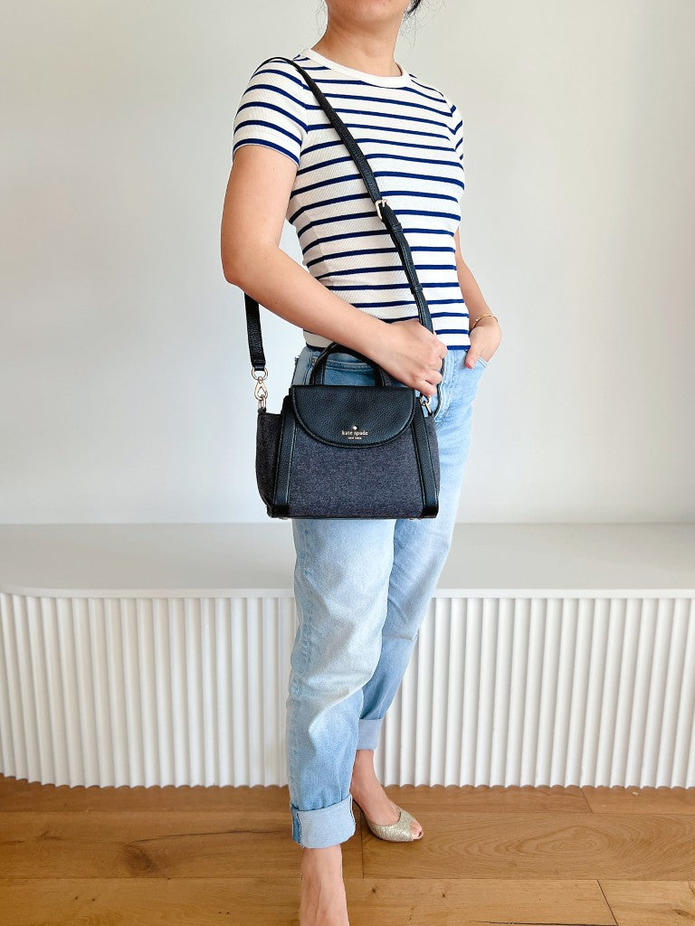 Kate Spade Leather Wool Patchwork 2 Way Shoulder Bag Like New