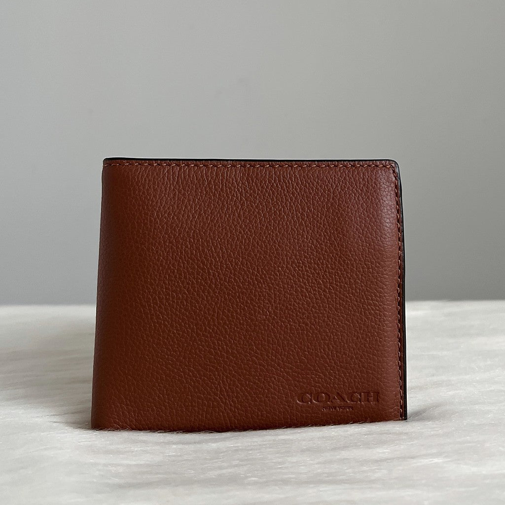 Coach Caramel Leather Coin-Compartment Bi-fold Unisex Short Wallet Like New