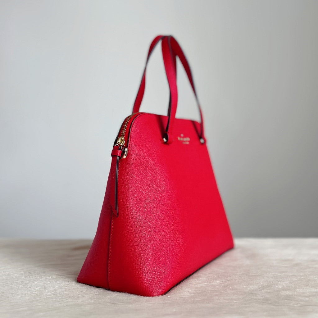 Kate Spade Red Leather Front Logo 2 Way Shoulder Bag Like New