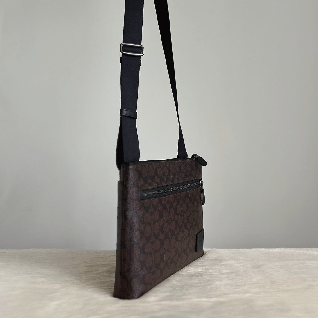 Coach Black Leather Monogram Unisex Crossbody Shoulder Bag Like New