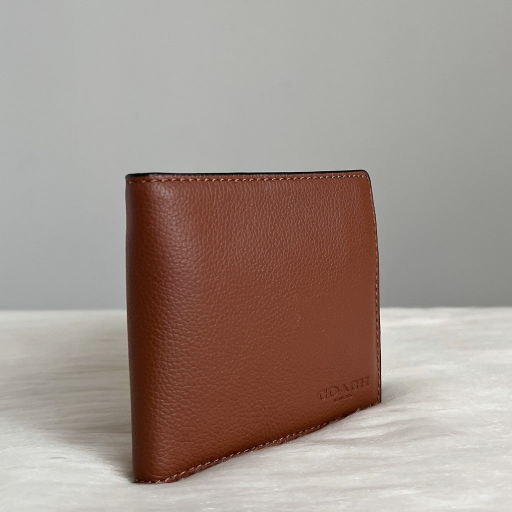 Coach Caramel Leather Coin-Compartment Bi-fold Unisex Short Wallet Like New