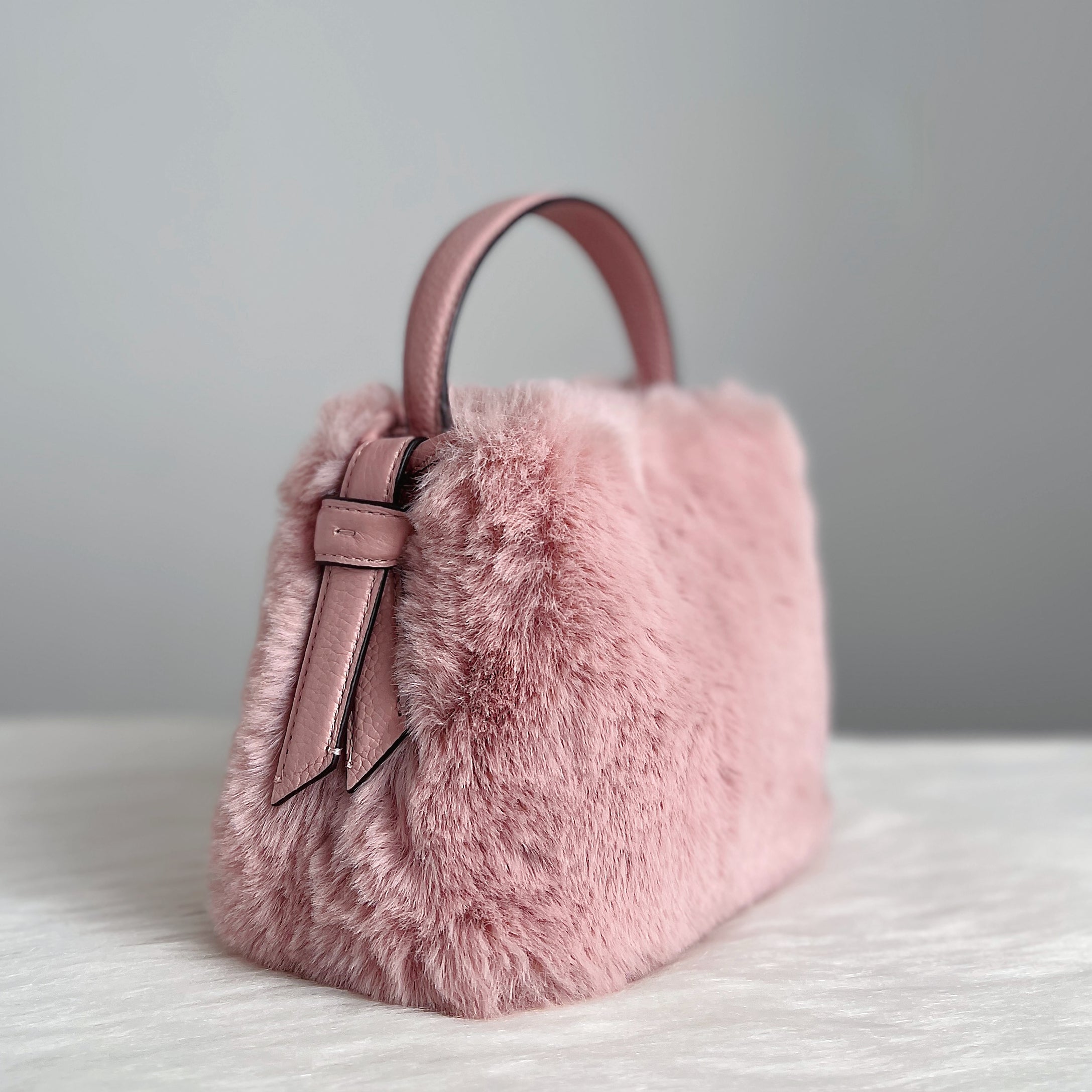 Kate Spade Pink Fur Triple Compartment Small 2 Way Shoulder Bag Like New