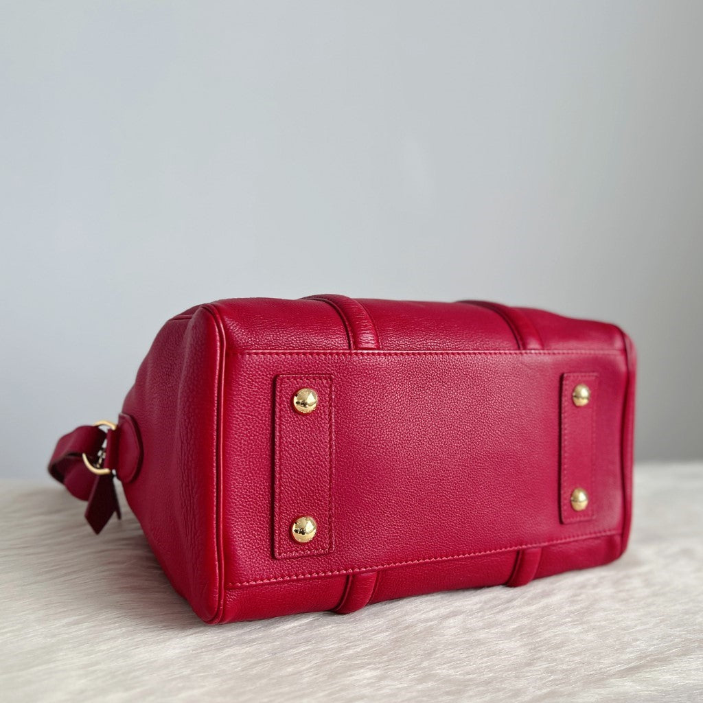 Louis Vuitton Limited Edition Red Leather Jasper Boston 2 Way Shoulder Bag Like New