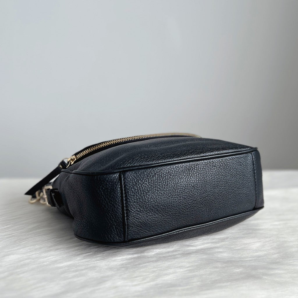 Kate Spade Black Leather Zipped Flap 2 Way Shoulder Bag Excellent