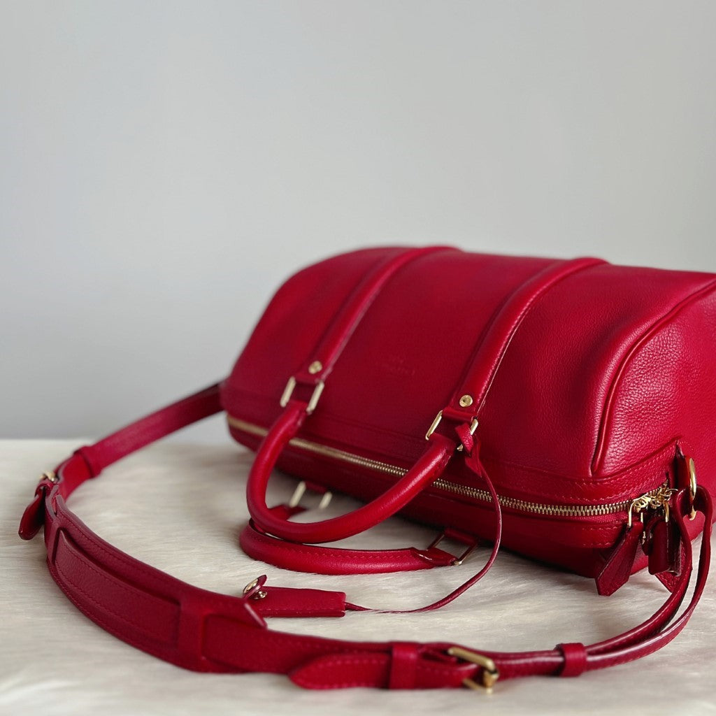 Louis Vuitton Limited Edition Red Leather Jasper Boston 2 Way Shoulder Bag Like New