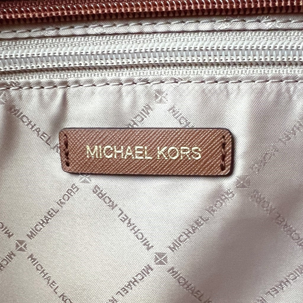 Michael Kors Caramel Leather Monogram MK Charm Large Shoulder Bag Like New