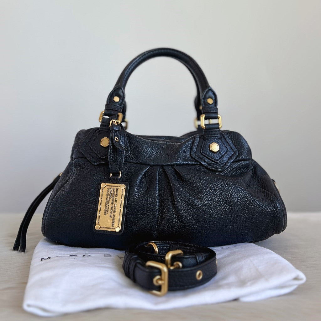 Marc Jacobs Black Leather Classic Q 2 Way Shoulder Bag Excellent