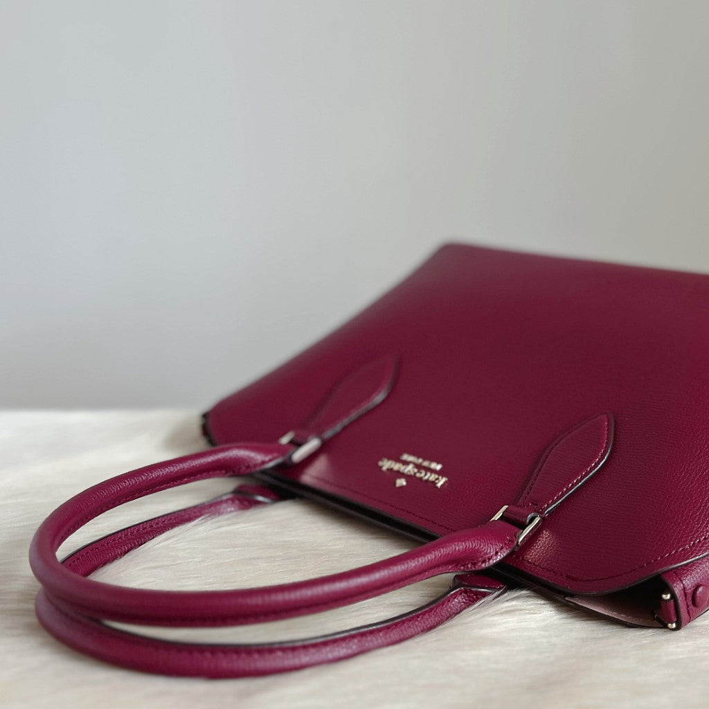 Kate Spade Maroon Leather Front Logo Career 2 Way Shoulder Bag Like New