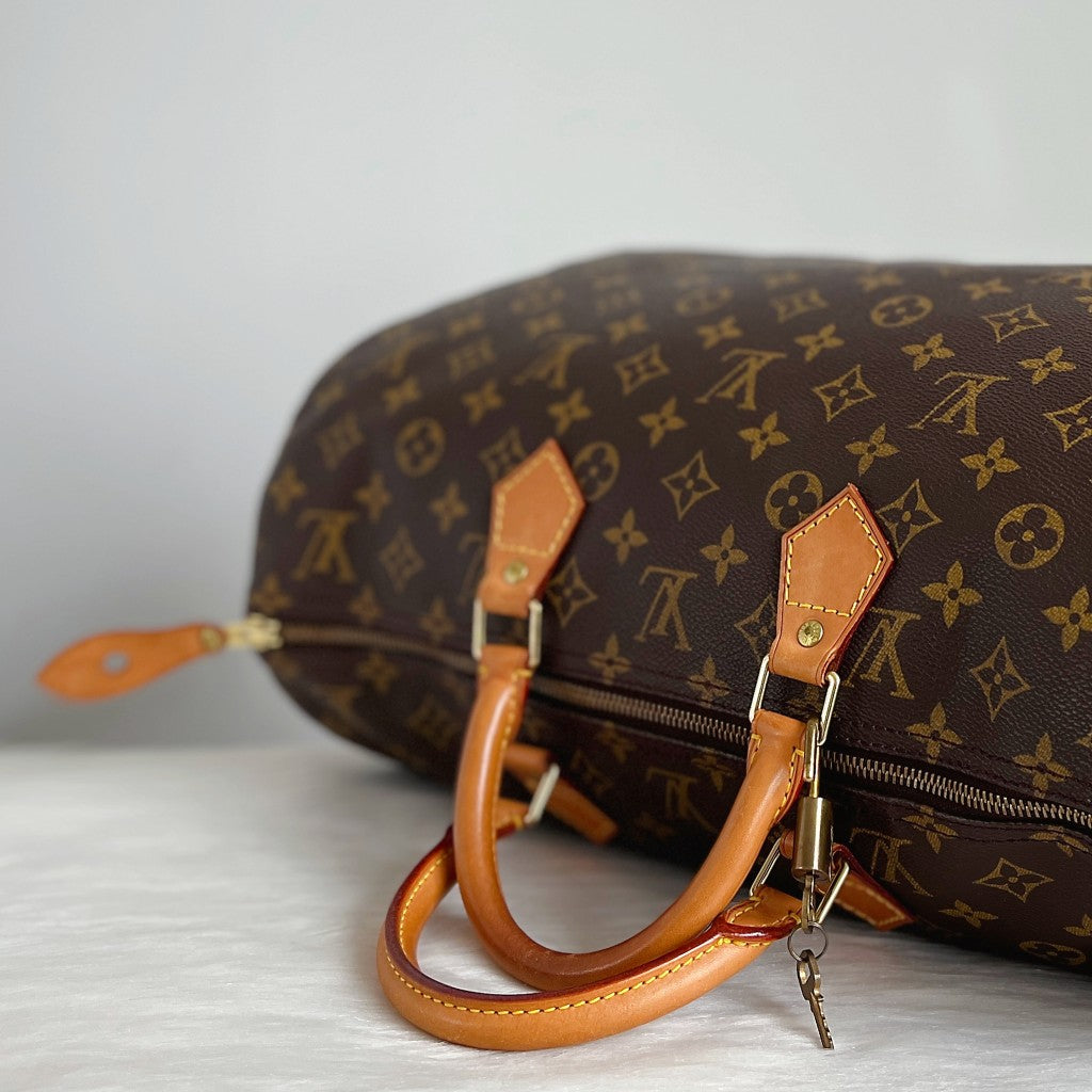 Louis Vuitton Signature Monogram Speedy 40 Large Tote Bag + Lock & Keys Excellent