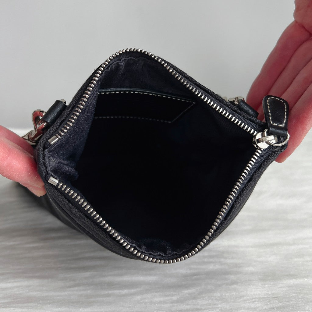 Coach Black Leather Monogram Small Crossbody Shoulder Bag Like New