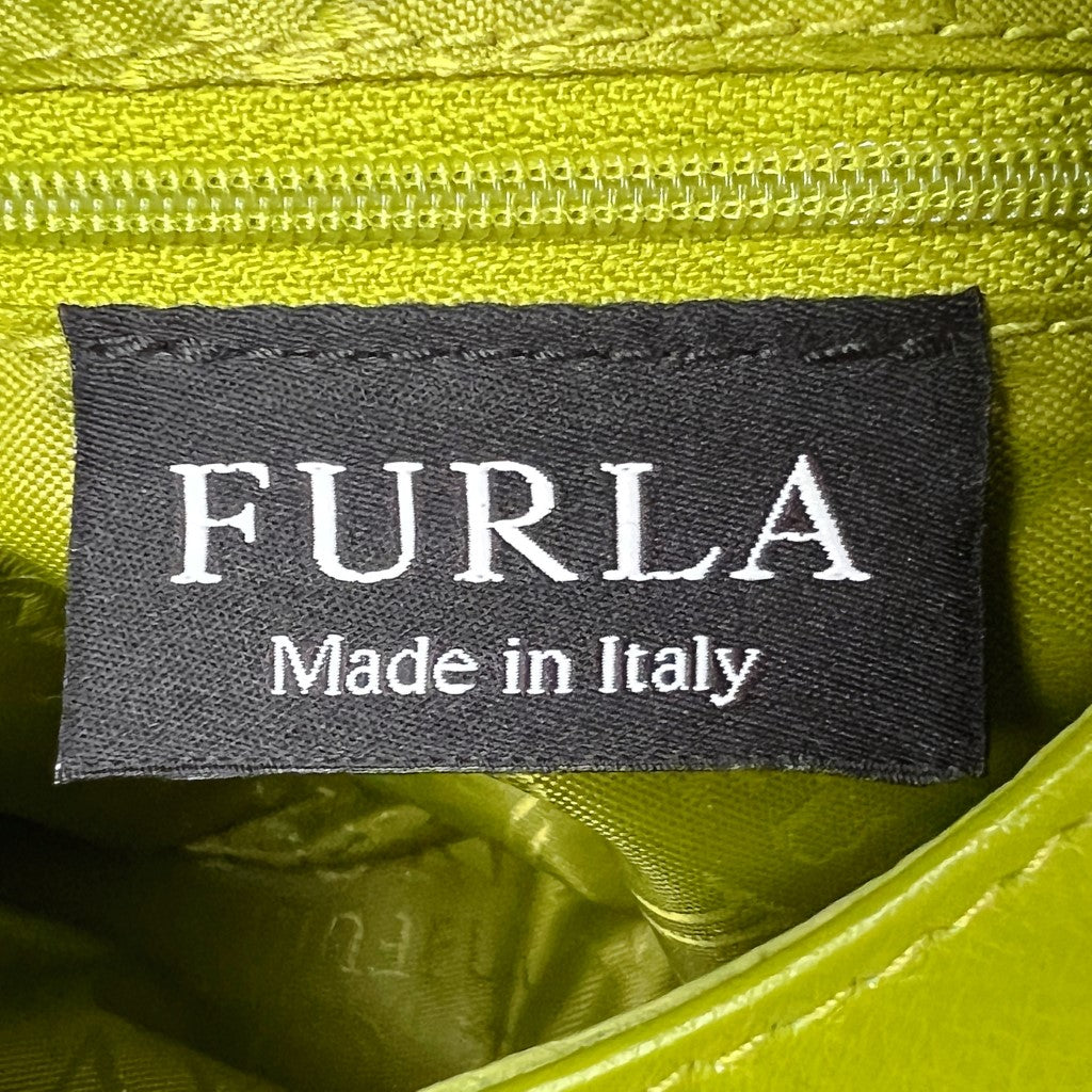 Furla Green Leather Bead Detail Half Moon Shoulder Bag