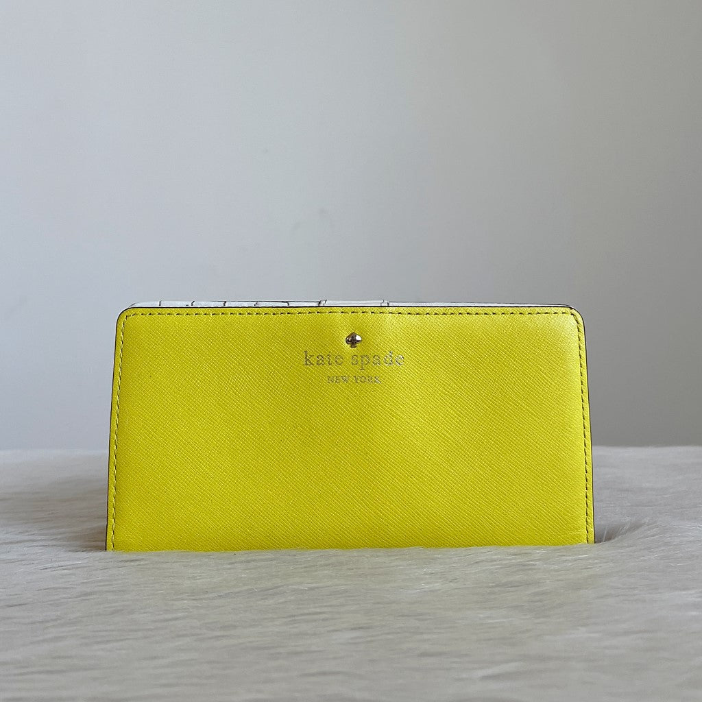 Kate Spade Yellow Leather Front Logo Fold Wallet