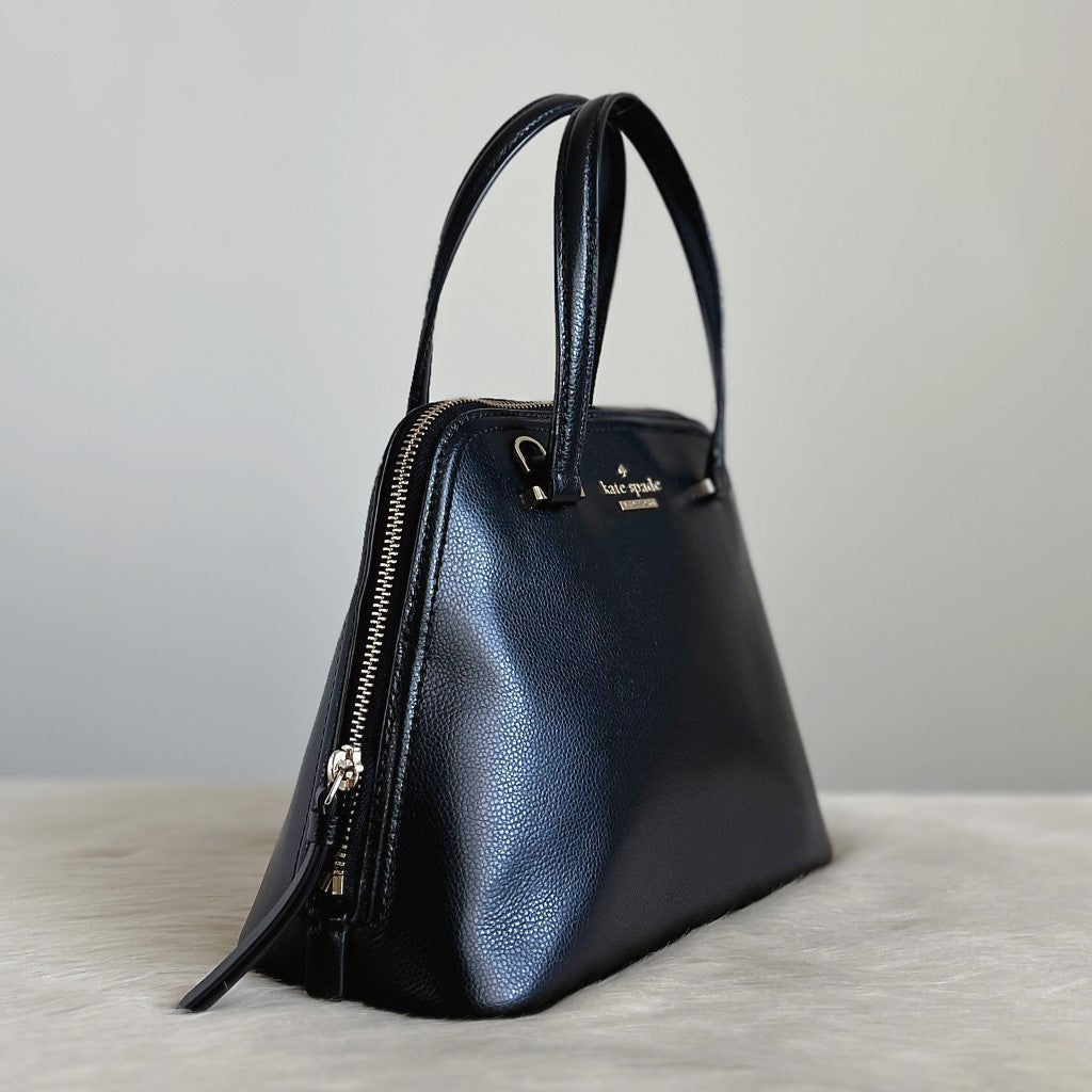 Kate Spade Black Leather Front Logo 2 Way Shoulder Bag Like New