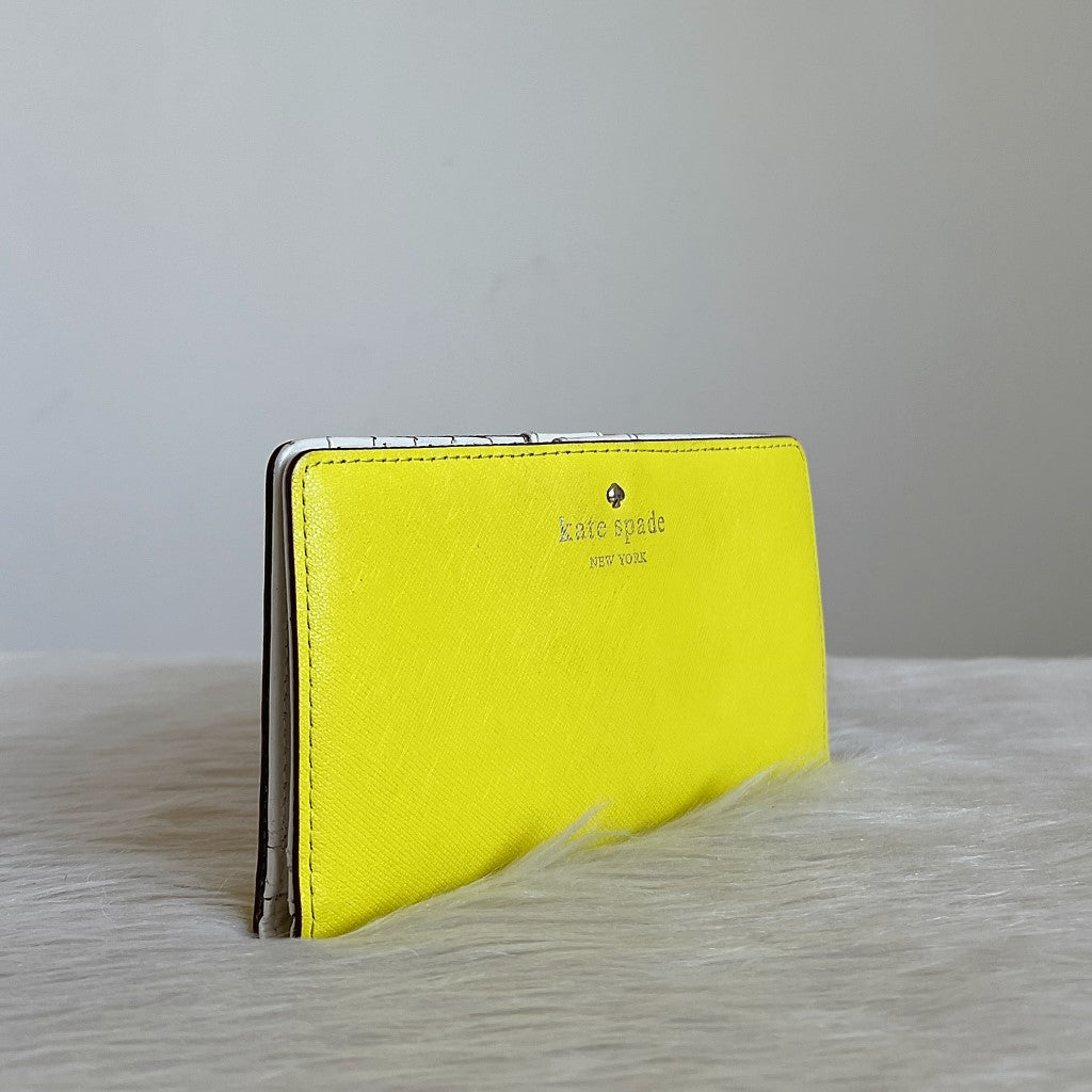 Kate Spade Yellow Leather Front Logo Fold Wallet