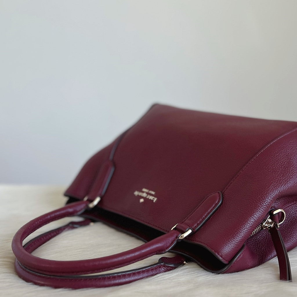 Kate Spade Burgundy Leather Triple Compartment 2 Way Shoulder Bag Excellent